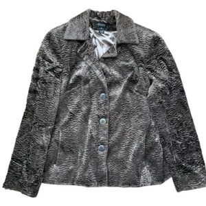 Juliana Collezione Velvet Textured Buttoned Coat Jacket Gray-Brown Size M